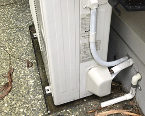 Air Conditioning Condensation lines produce unwanted moisture against the building Air Conditioning Condensation lines produce unwanted moisture against the building